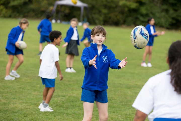 A group of children and throwing balls to each other