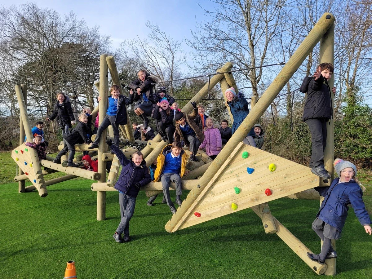 Children playing on the climbing frame